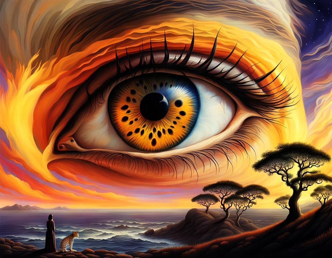 Surreal Prismatic Vista with Hazel Eyes
