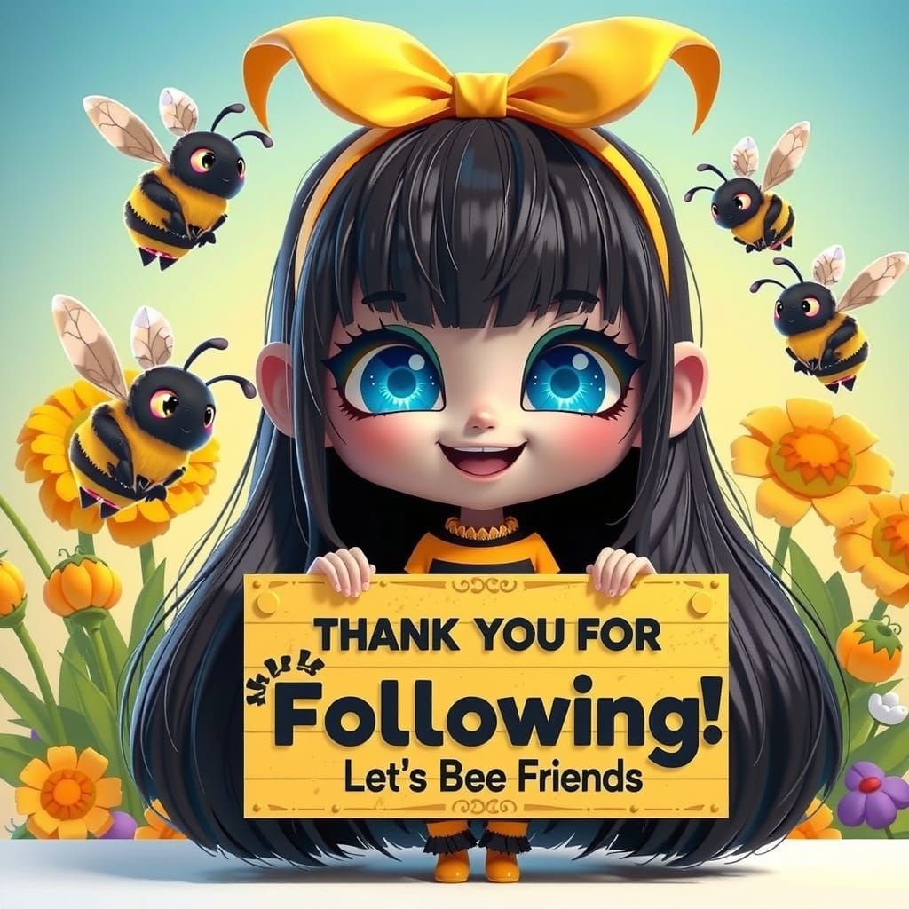 Vibrant Bee Girl in Whimsical Poster Art