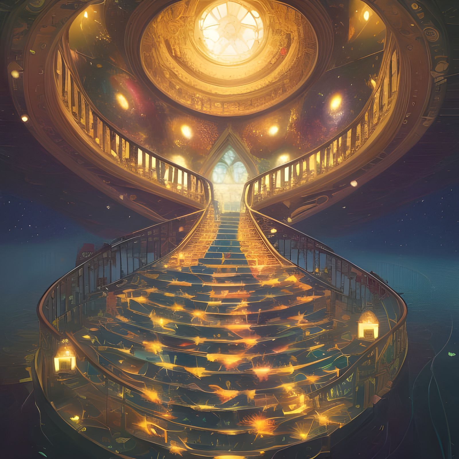 Luminous Star Staircase at Night: Epic Galaxy Art