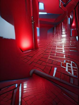 Infinite Red Hallway in Unreal Engine