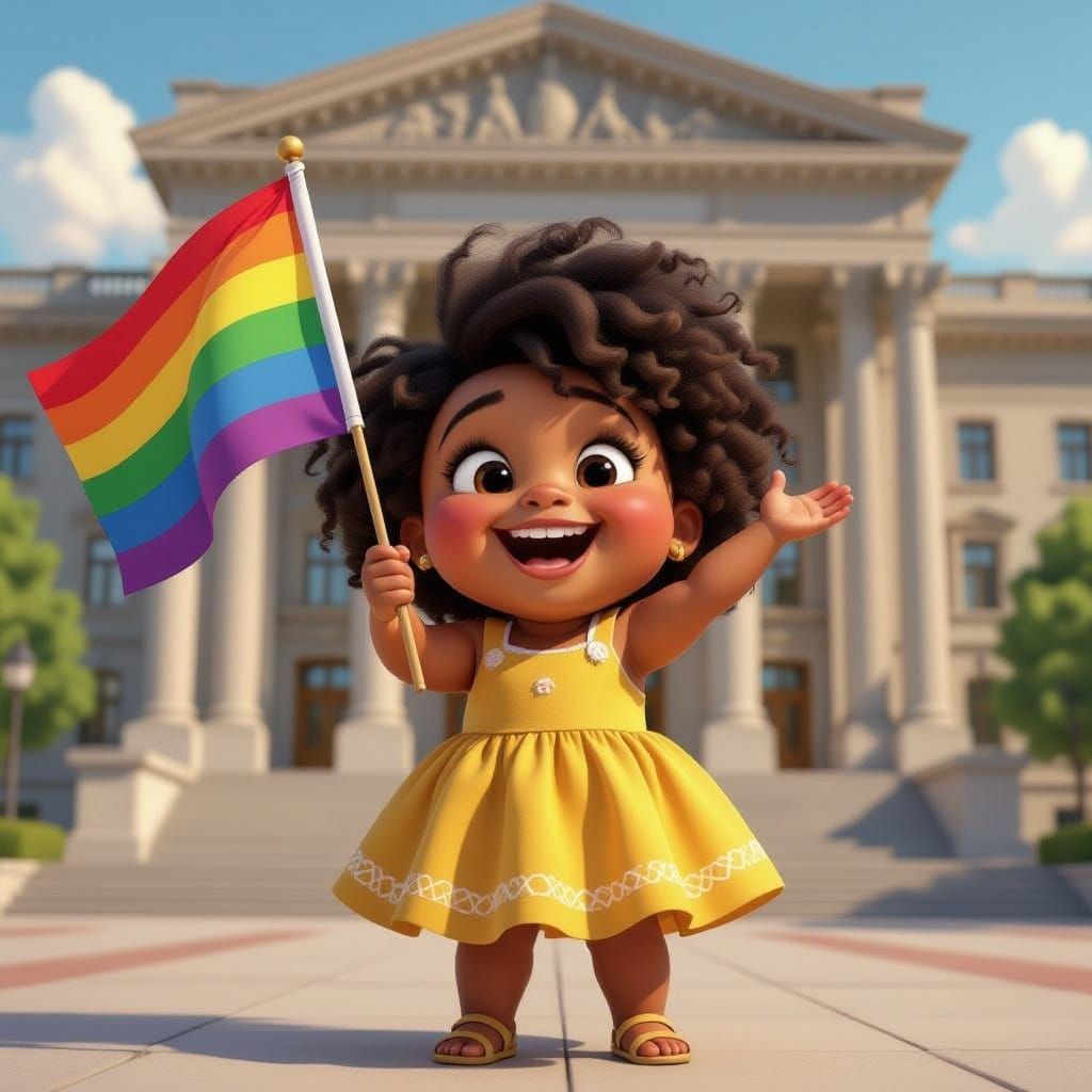 Joyful Black Girl Celebrates Pride: Pixar-Inspired Animation