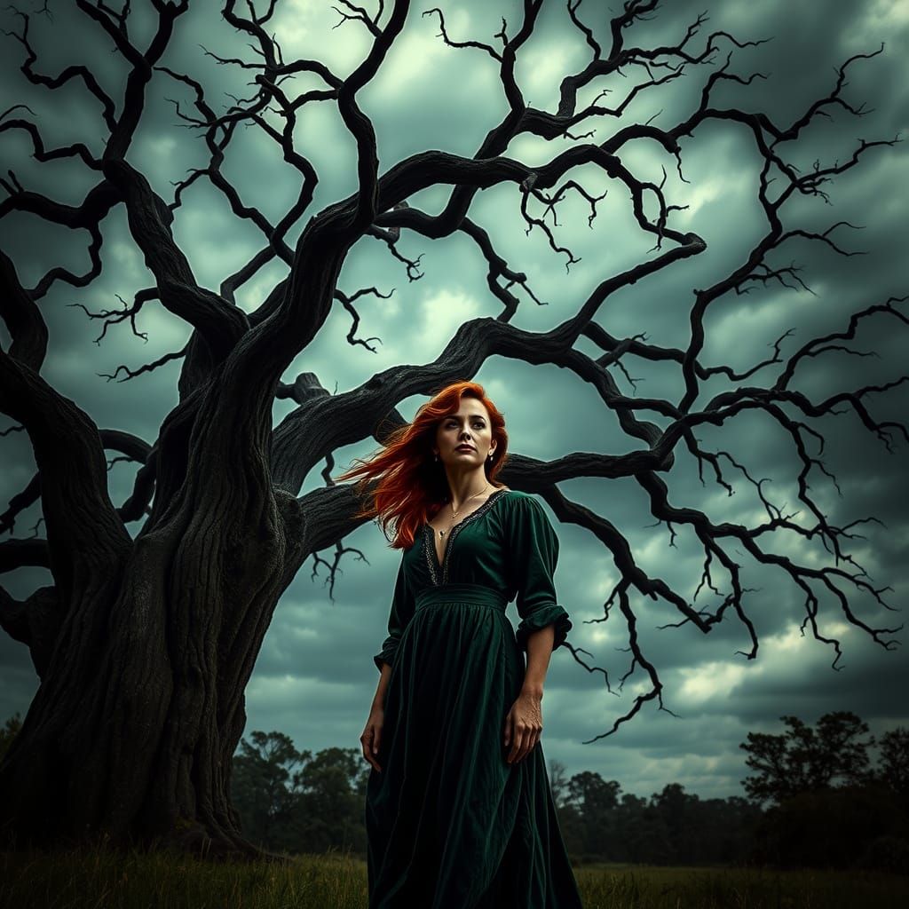 Scarlet O'Hara Defies Fate Under a Stormy Sky