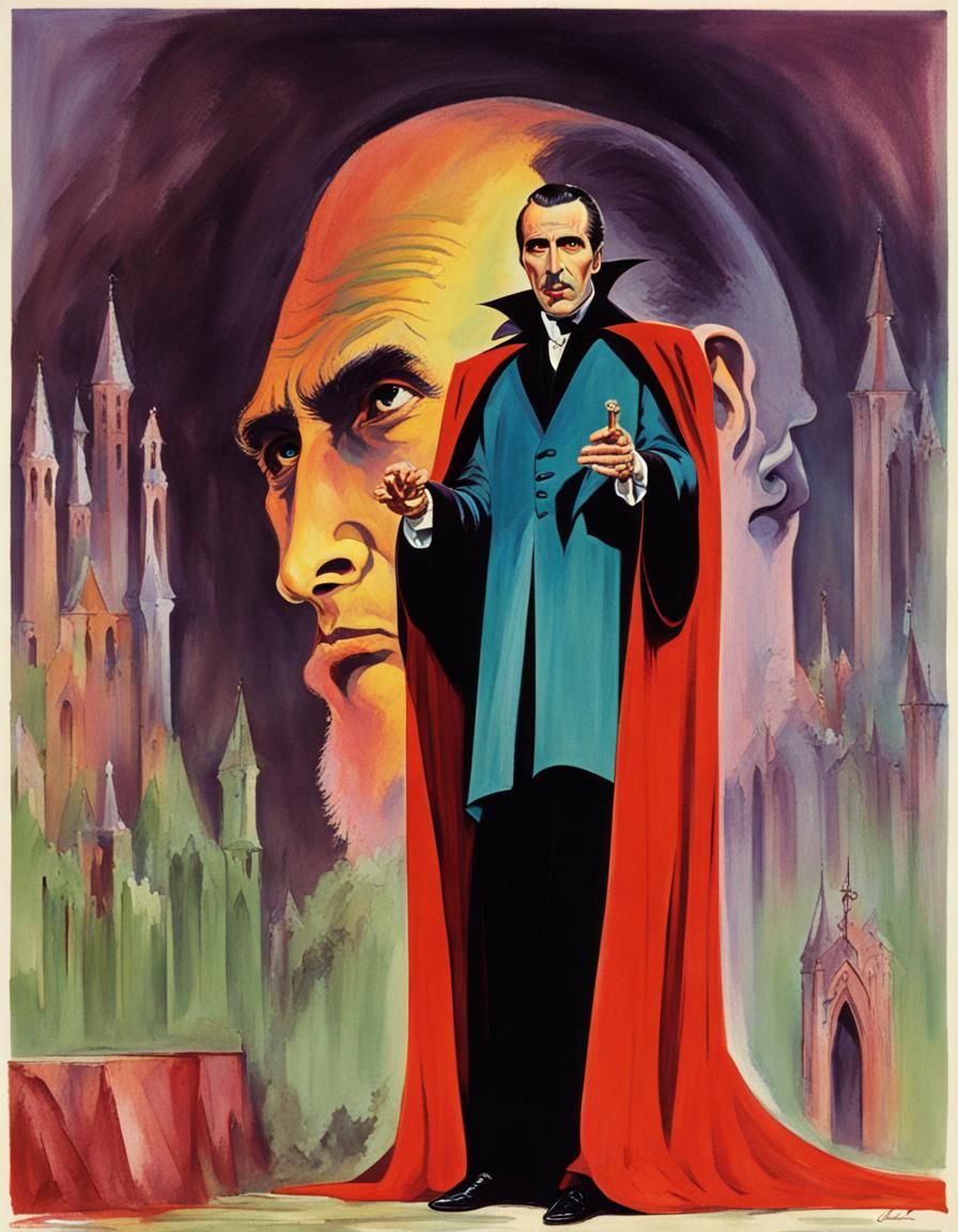 Christopher Lee as Dracula in Vibrant Colors