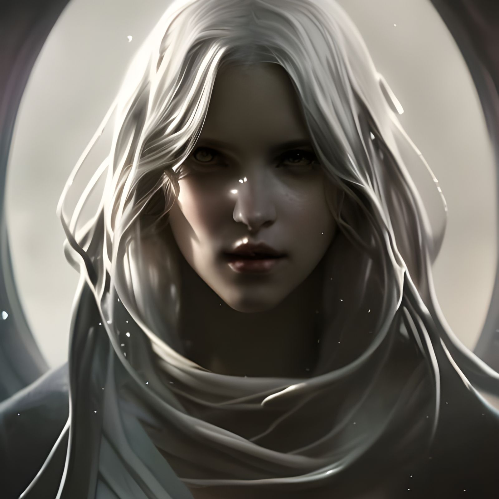 Dramatic White Iris in Dark Fantasy Style