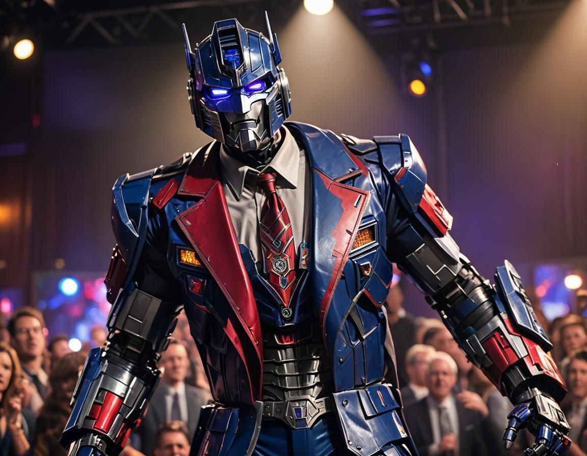 Optimus Prime as Stand-Up Comic, Hyperrealistic