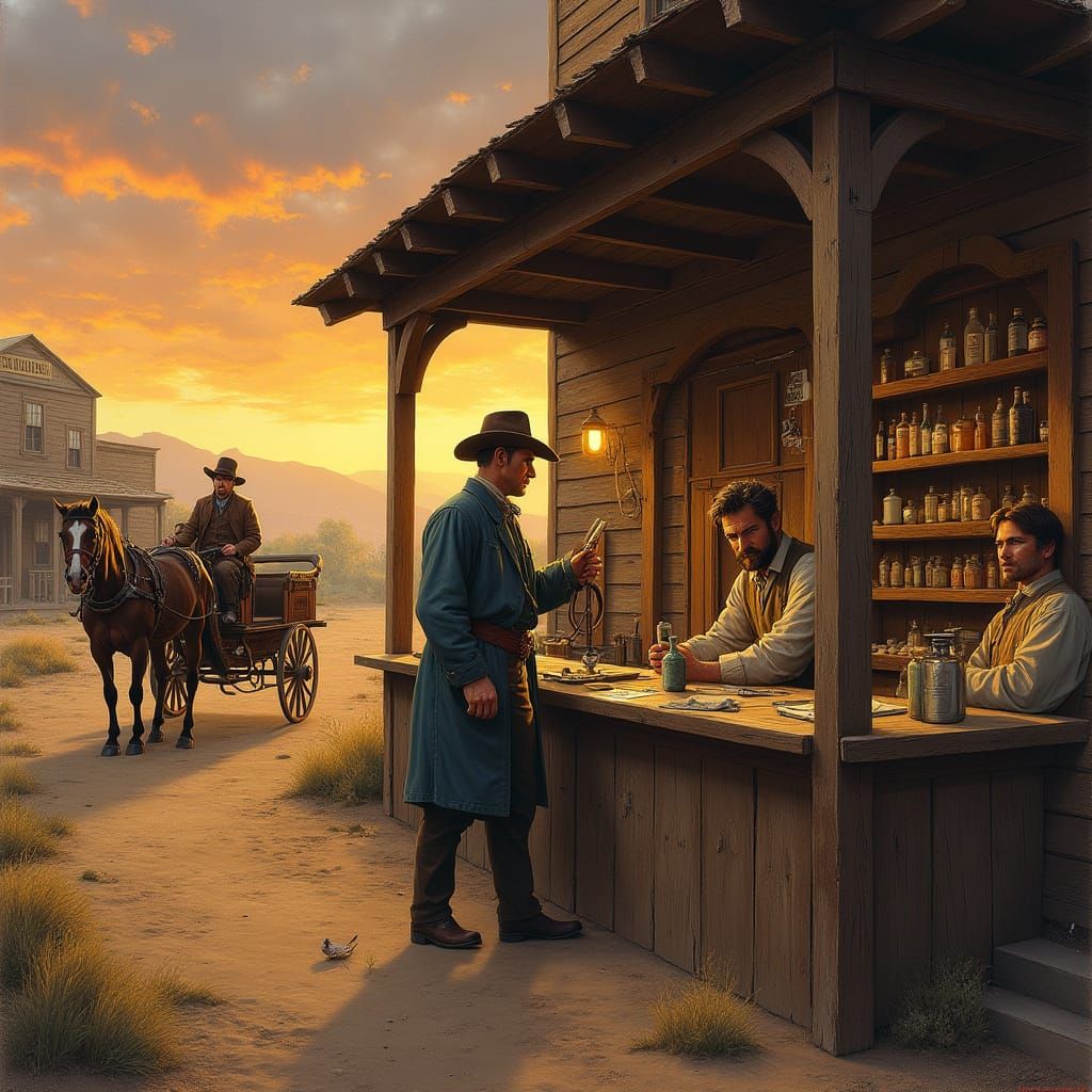 Old West Doctor's Office in Hyperrealistic Western Painting ...