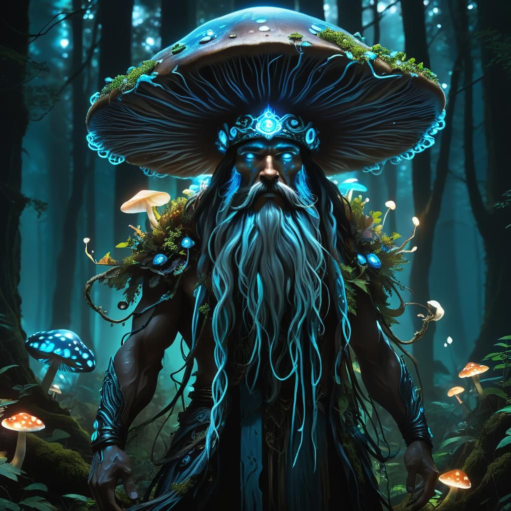 Bioluminescent Mushroom God of the Forest