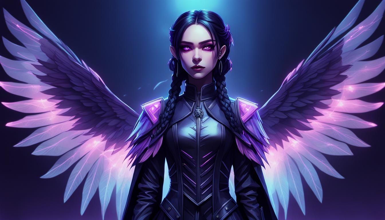 Ethereal Gothic Character with Vaporwave Aesthetic