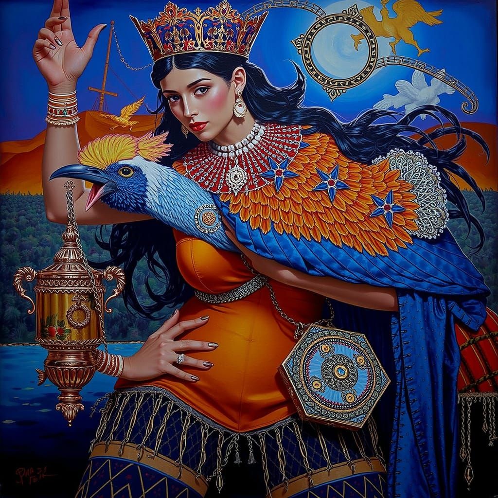 Cockatoo-Woman Portrait in Max Ernst Style