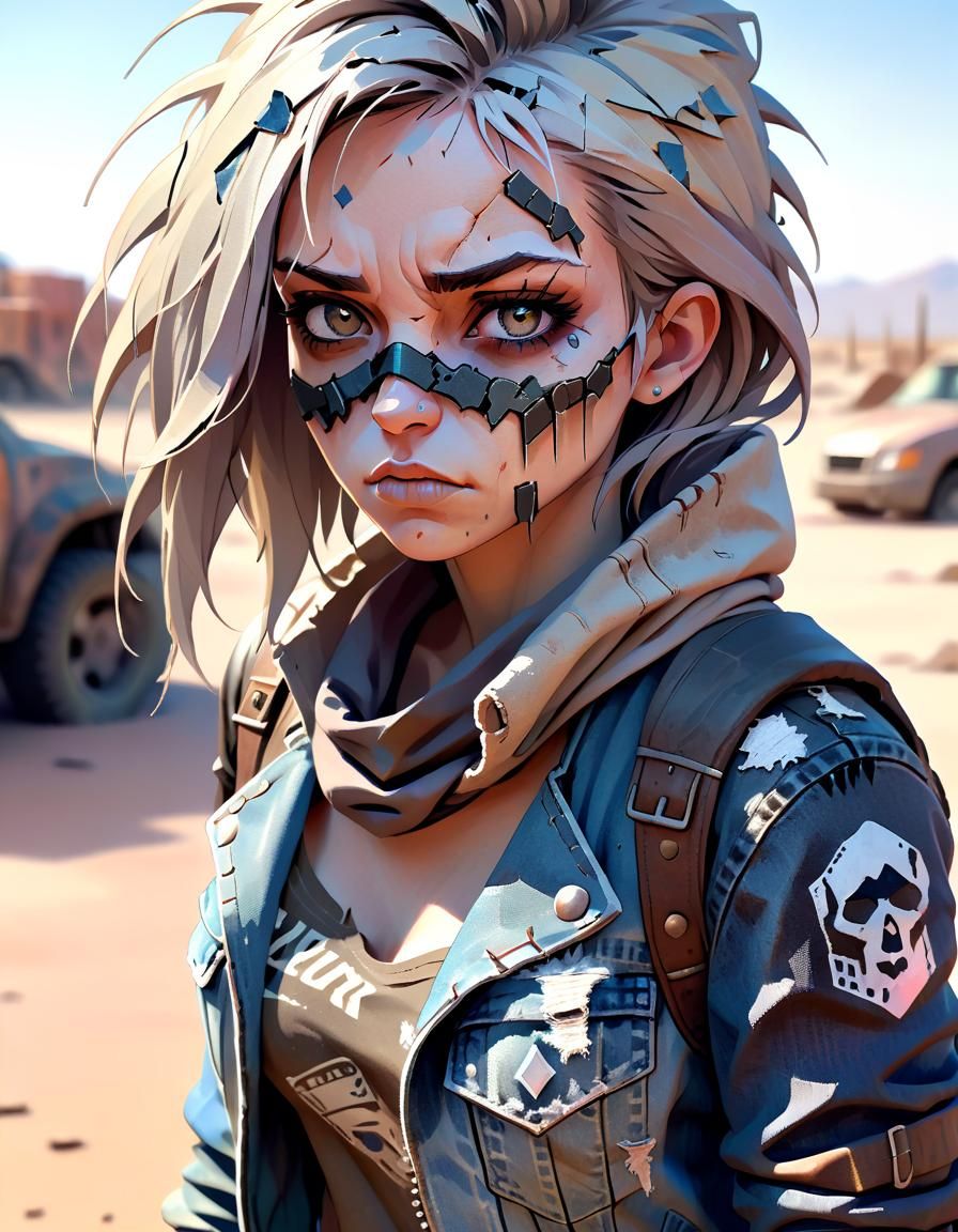 Post-Apocalyptic Bandit Portrait in Anime Style