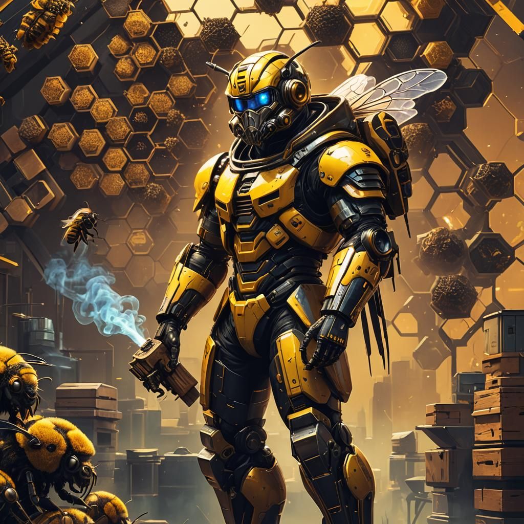 Bumblebee as Beekeeper in Cyberpunk Digital Art