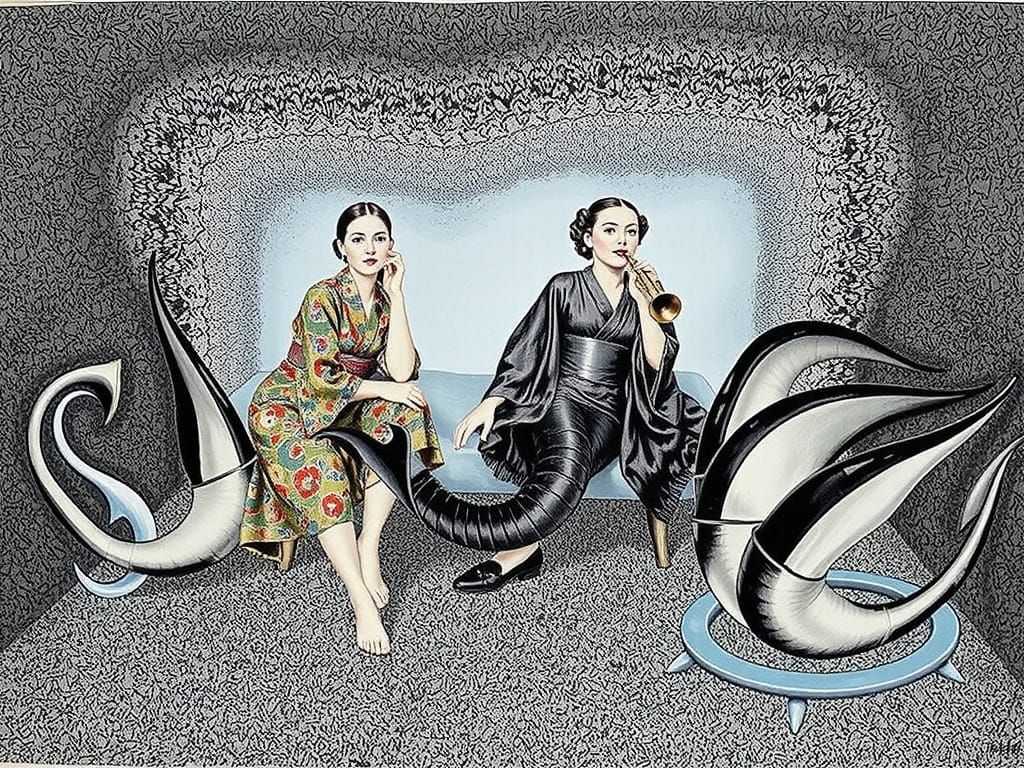 Retro-Futuristic Mermaids Play Trumpet in 1960s NYC