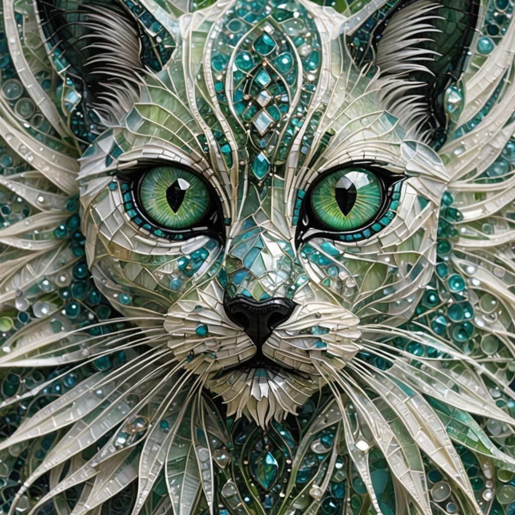 Stunning Alien Cat Made from Delicate Spider Silk and Glass...