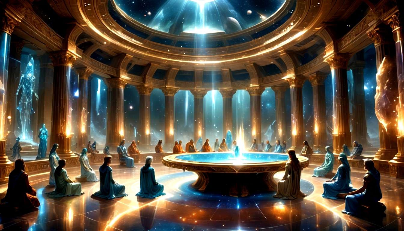 Ethereal Star Beings in Crystal Chamber