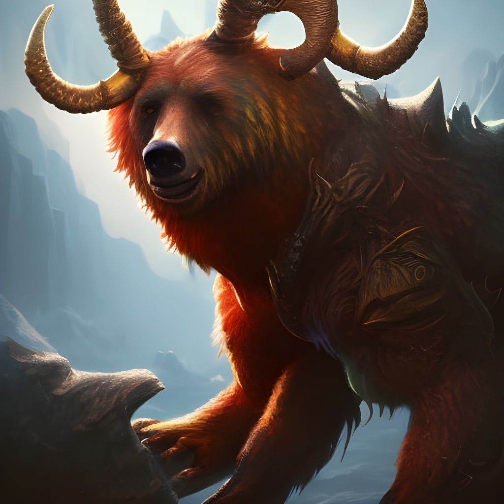 Armored Horned Monster Bear Fantasy Concept Art