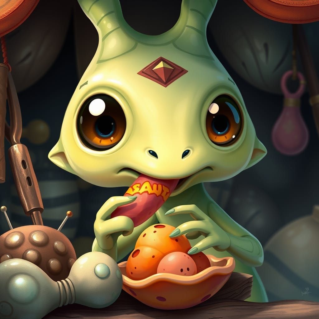 Alien Delicacy: A Vintage-Style Illustration