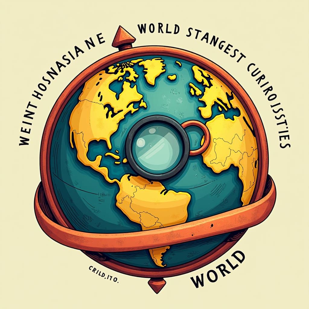 Whimsical Globe Logo for Weird Wonders of the World