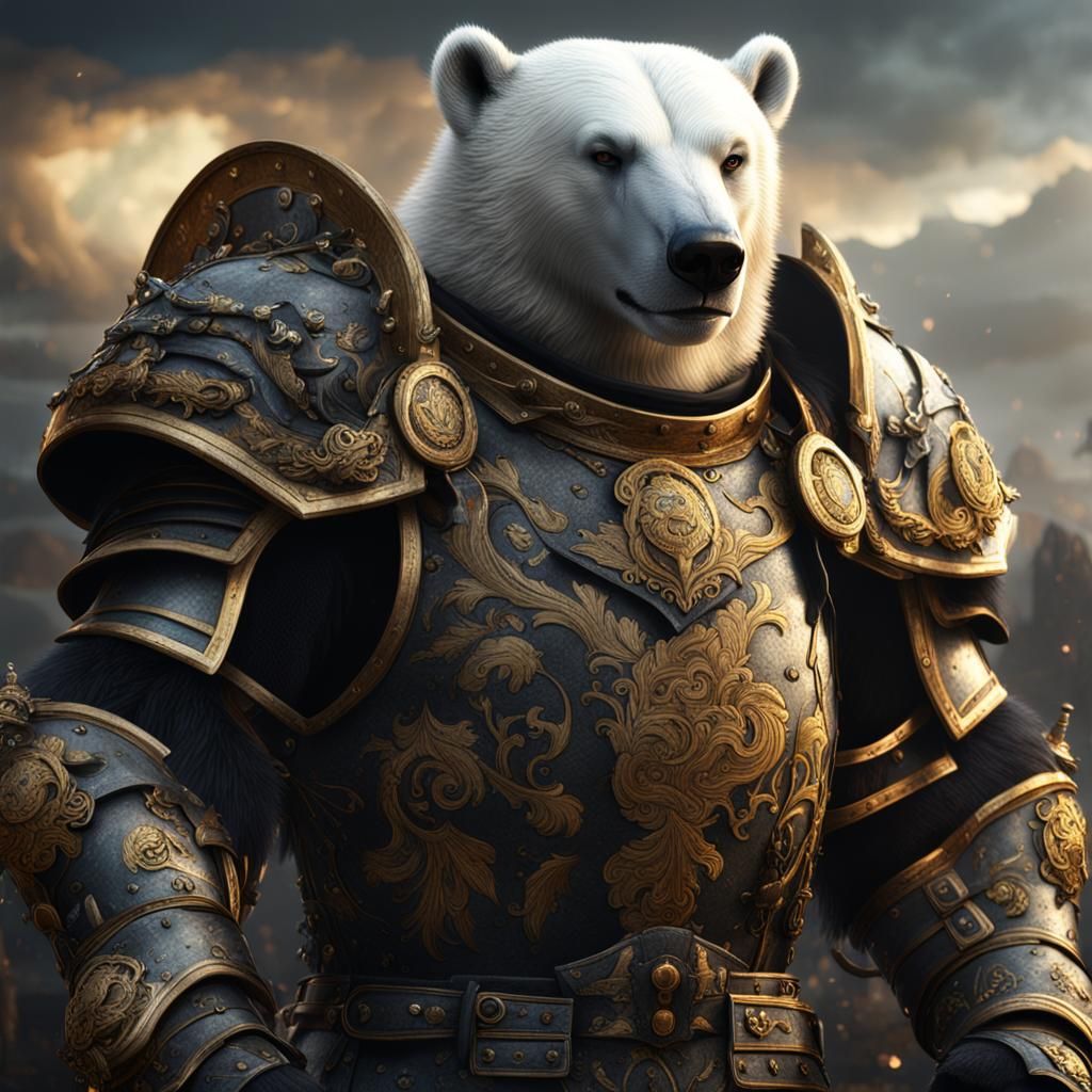 Fantastical Polar Bear in Hussar Armor