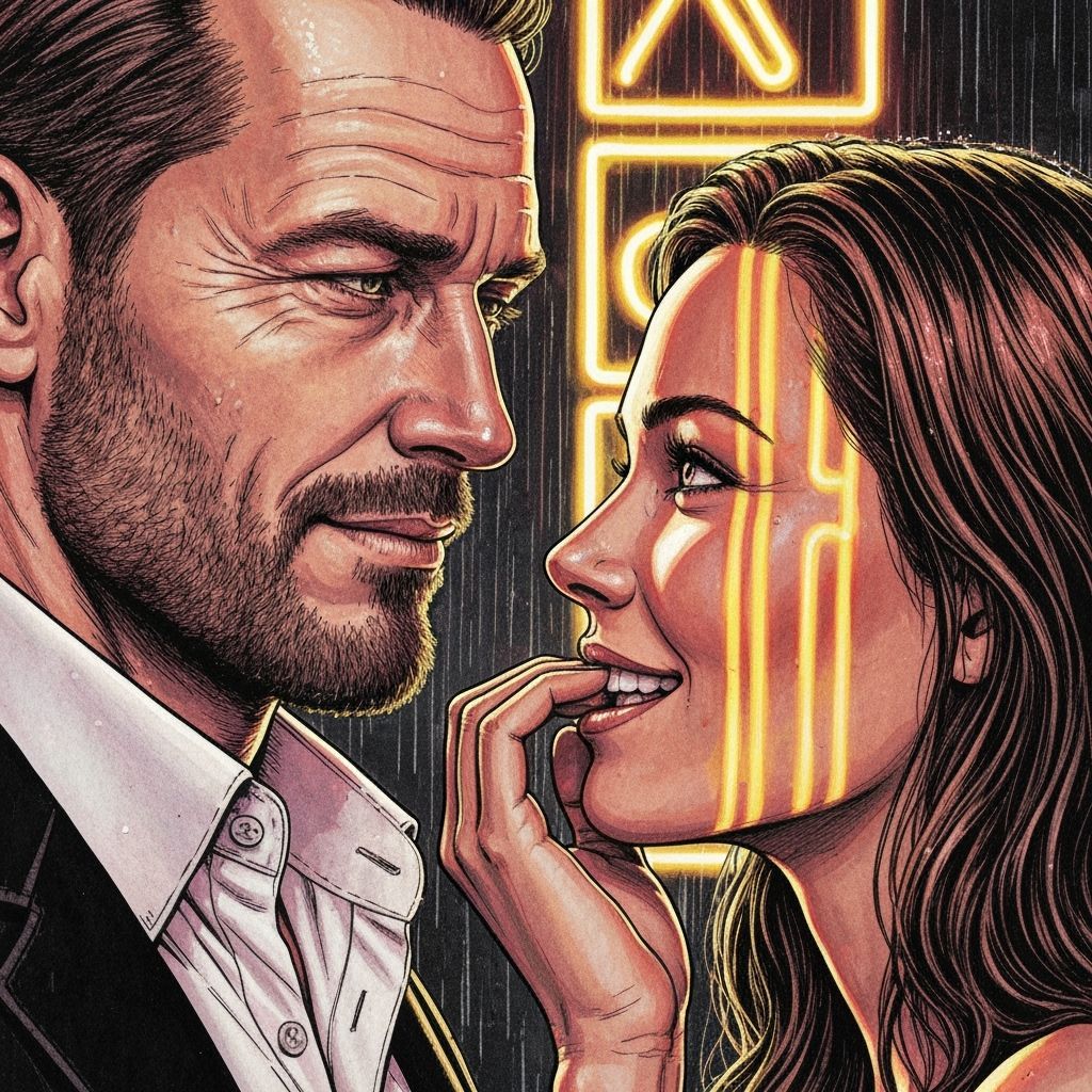 Cinematic Graphic Novel: Intense Gaze Between Confident Man ...