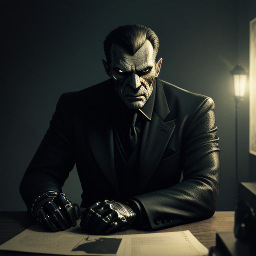 Cyberpunk Baron in Film Noir Atmosphere