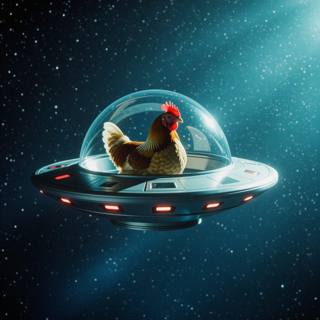 Chicken in Spaceship: A Cinematic Space Scene