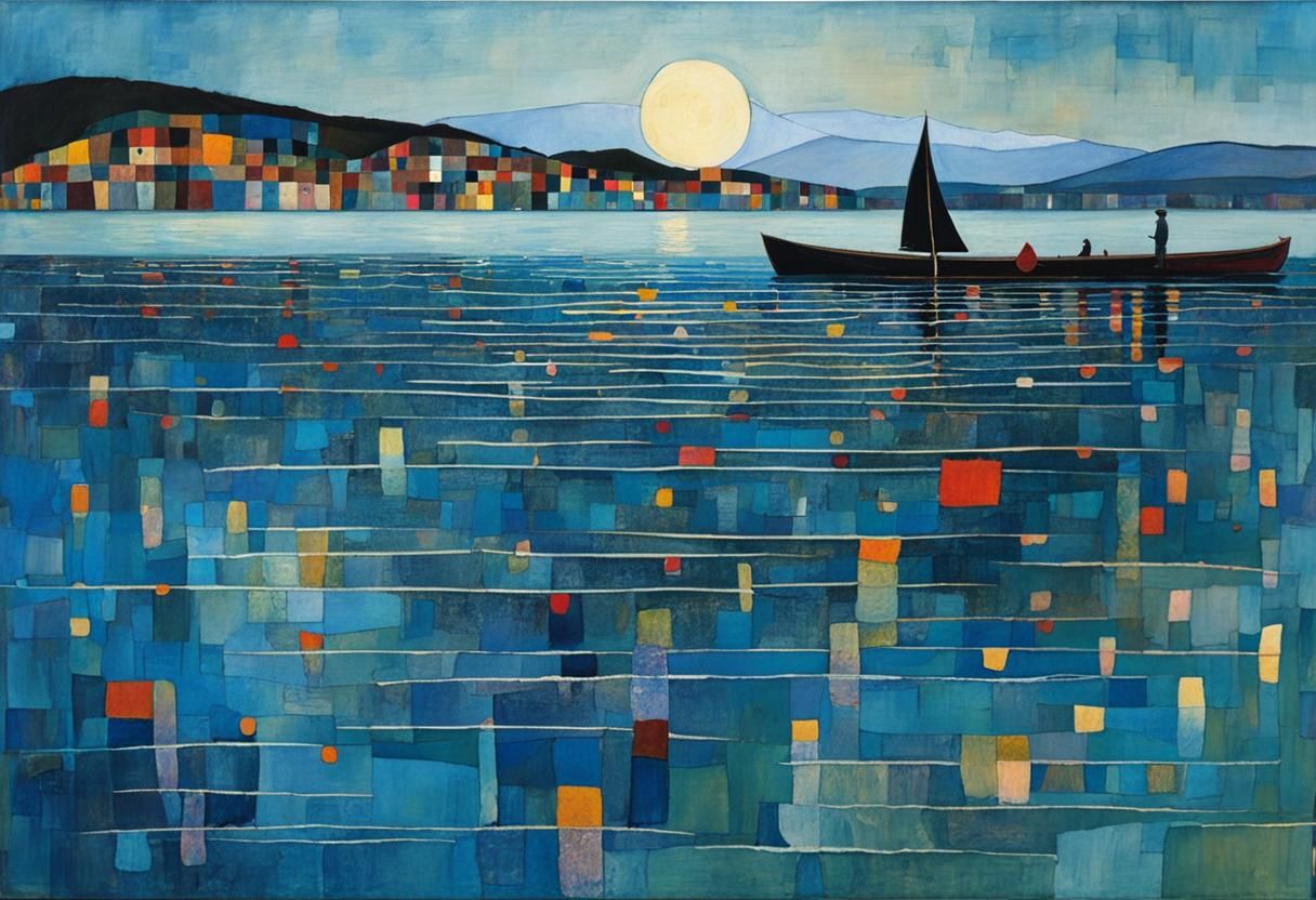 Autumn Lake: Art Brut Inspired Evening Scene