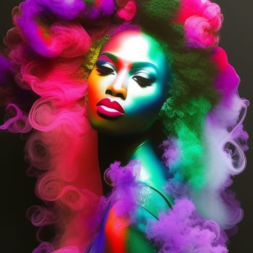 Colorful Ink Splash Portrait of a Black Girl