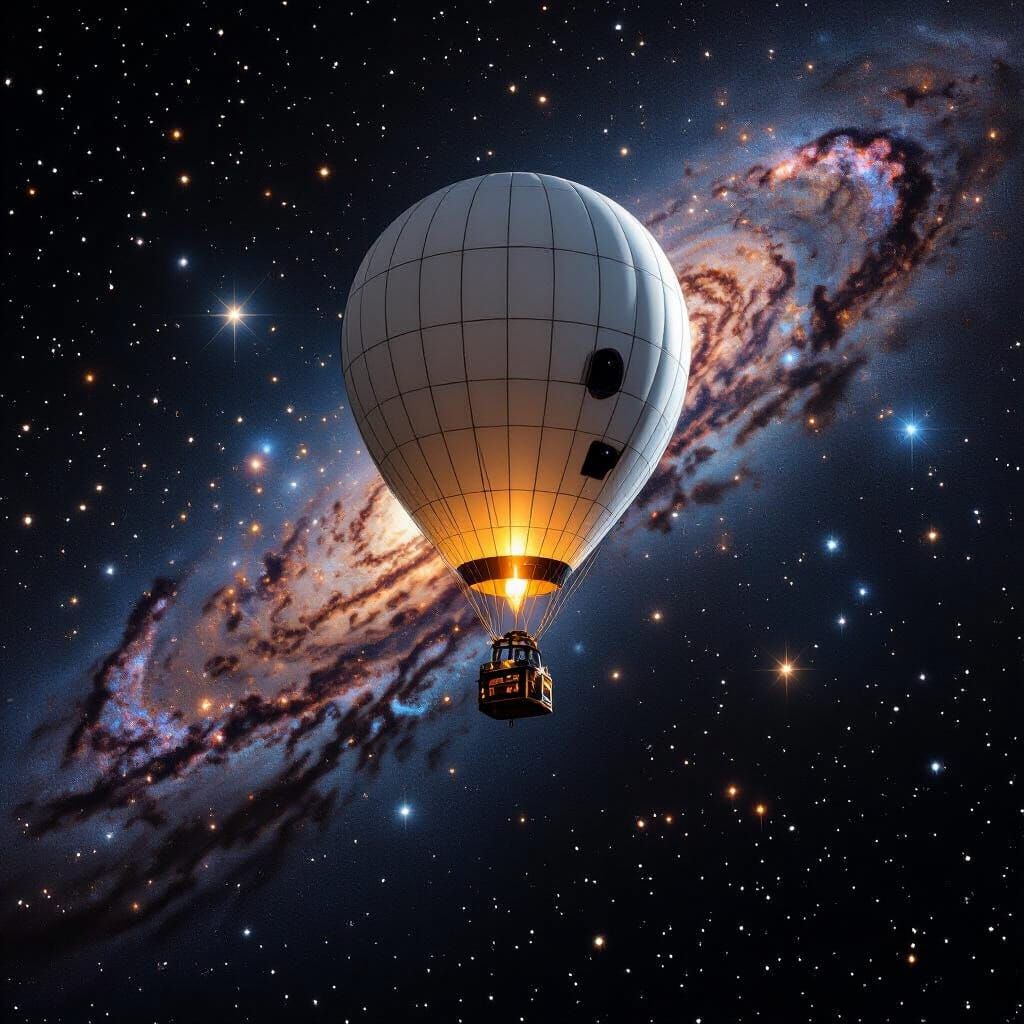 High Altitude Balloon in Space with Milky Way