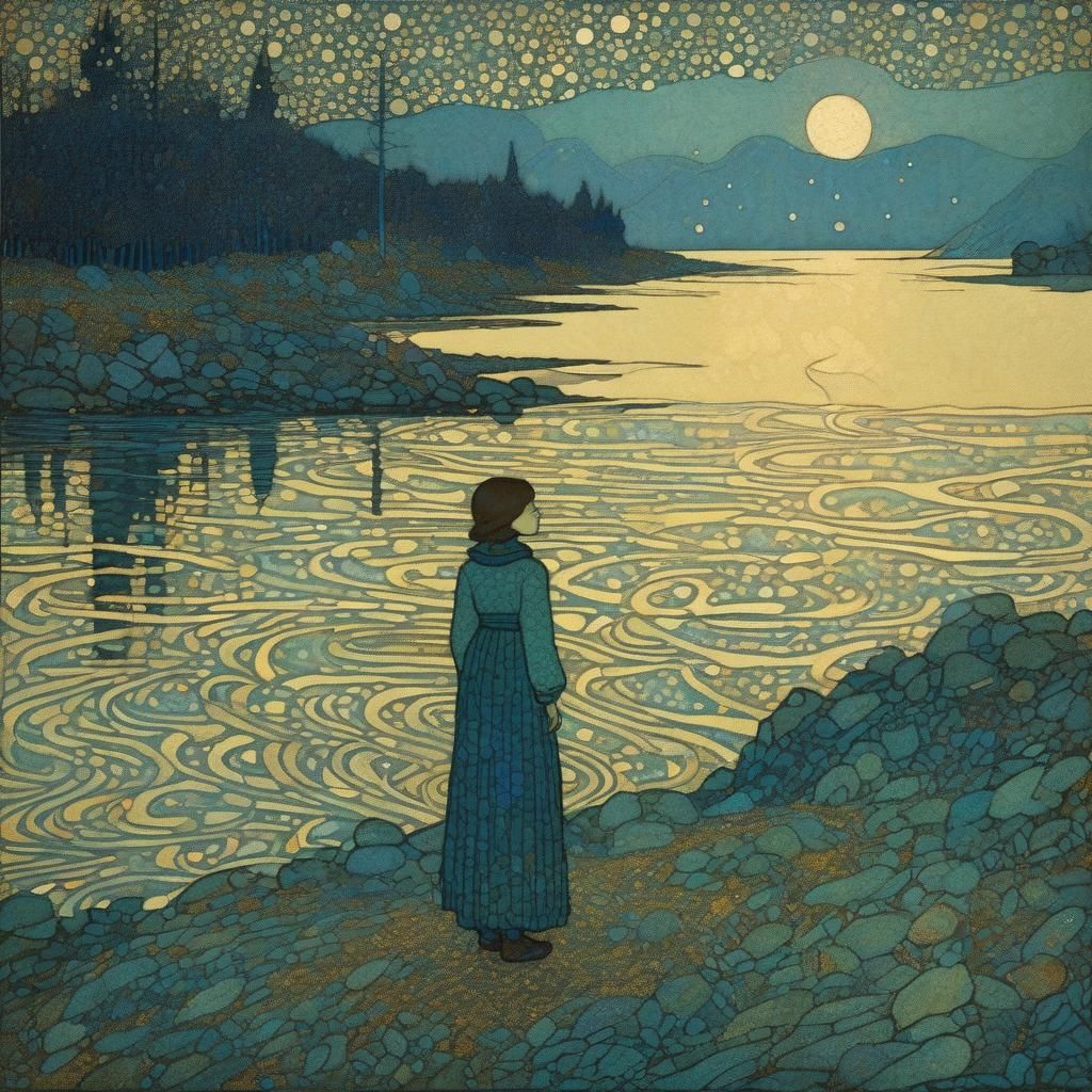 Dreamlike Girl Inspired by Golden Age Illustration