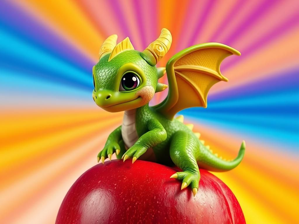 Green Dragon on Apple: 3D Digital Art