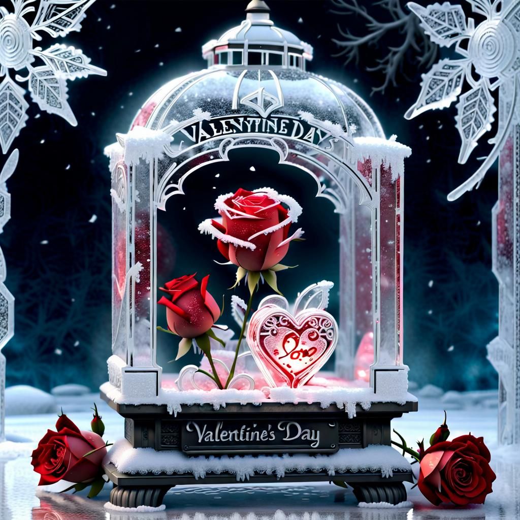 Ice Lantern With Love For Valentines Day