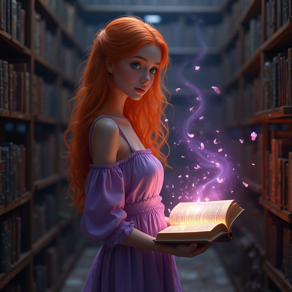 Enchanted Bibliophile in Hyperrealistic Cinema