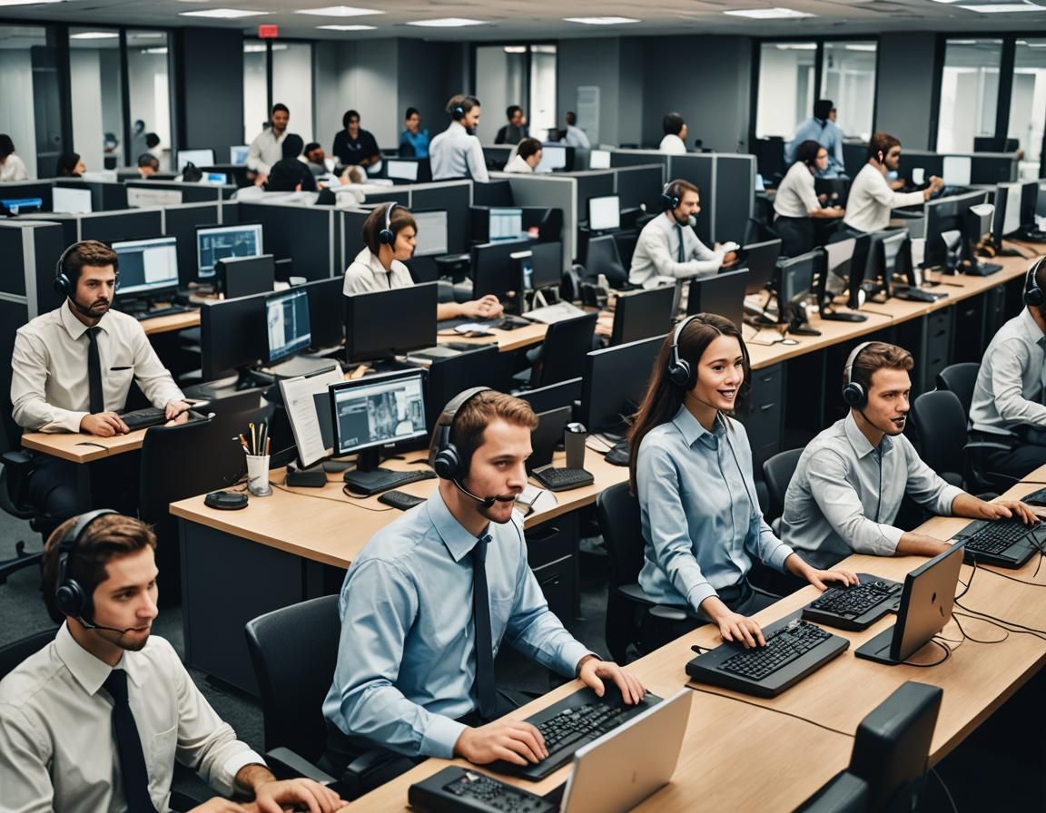 Call Center Scene in Corporate Style