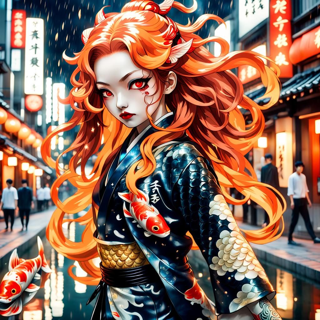 Oni Yōkai Woman in Hibiya Street