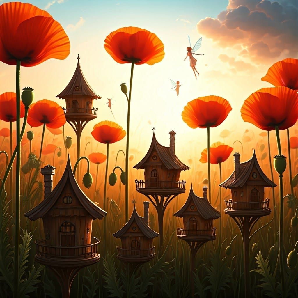 Dreamscape Meadow with Fairy Houses