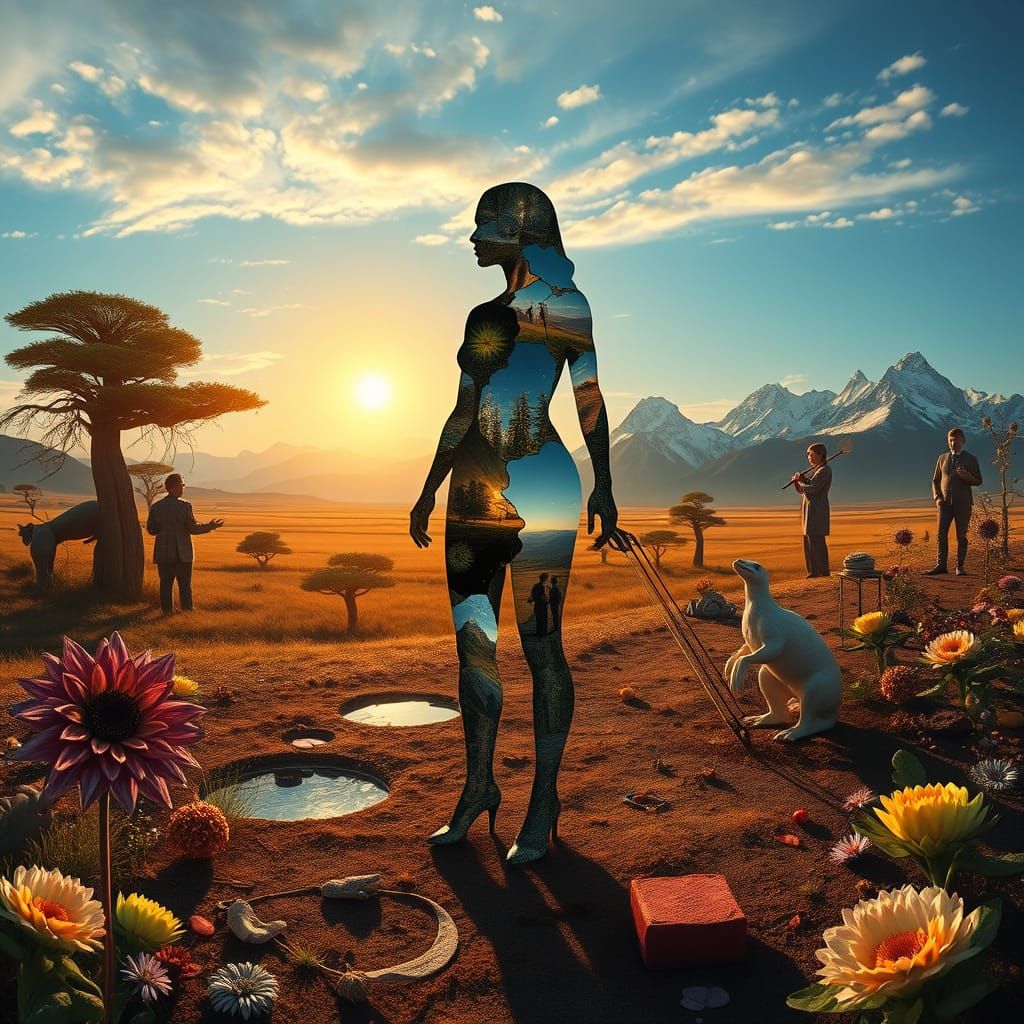 Mirrored Fractal Human Figure in Nature