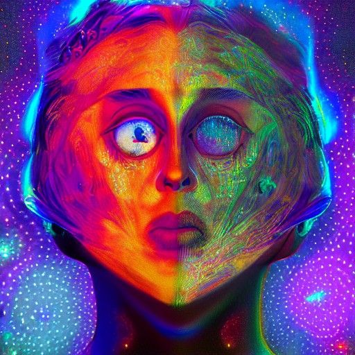 Holographic Astral Illustration of Schizophrenia
