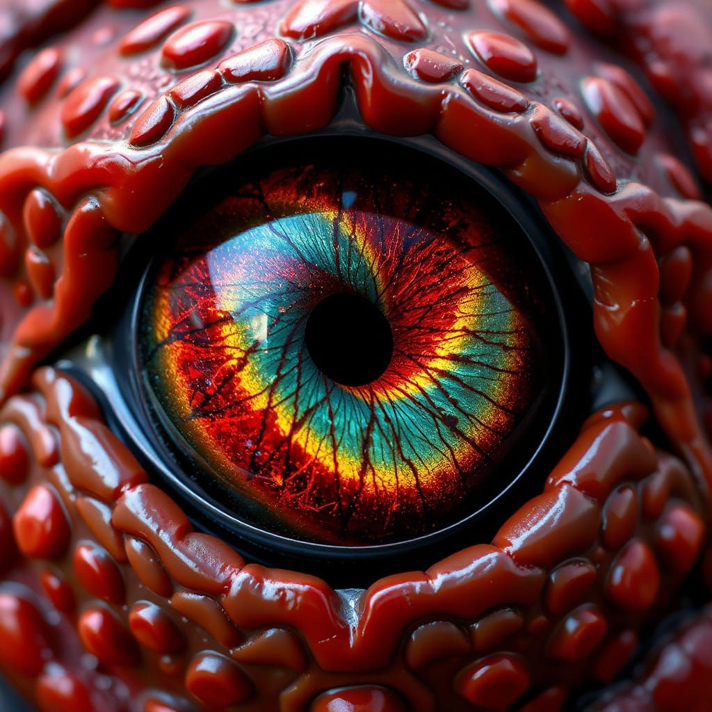 Hyperrealistic Dragon Eye with Iridescent Iris