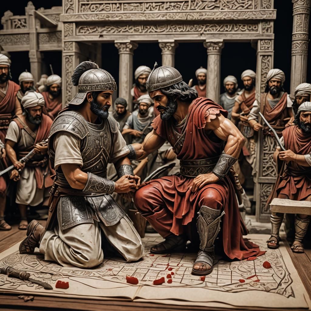 Persian Warrior and Prisoner in Popup Book