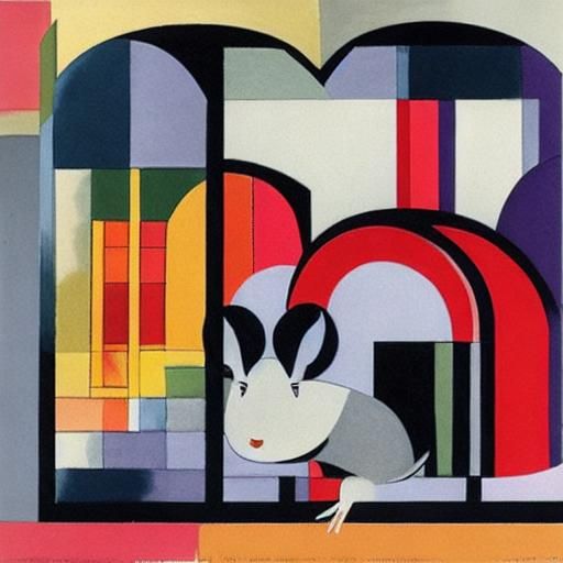 Art Deco Mouse Linen Closet: Delaunay & Lempicka Style