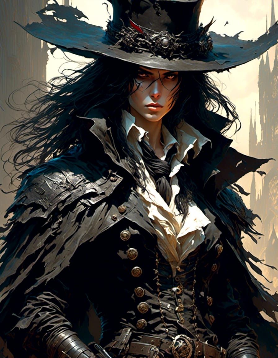 Gothic Woman Portrait in Anime Style