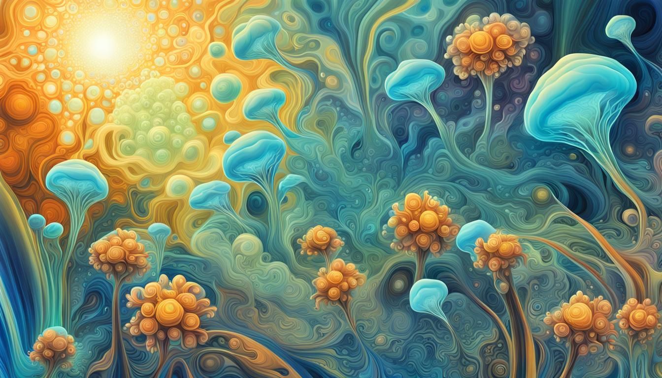 Bioluminescent Alien Life in a Surrealist Landscape