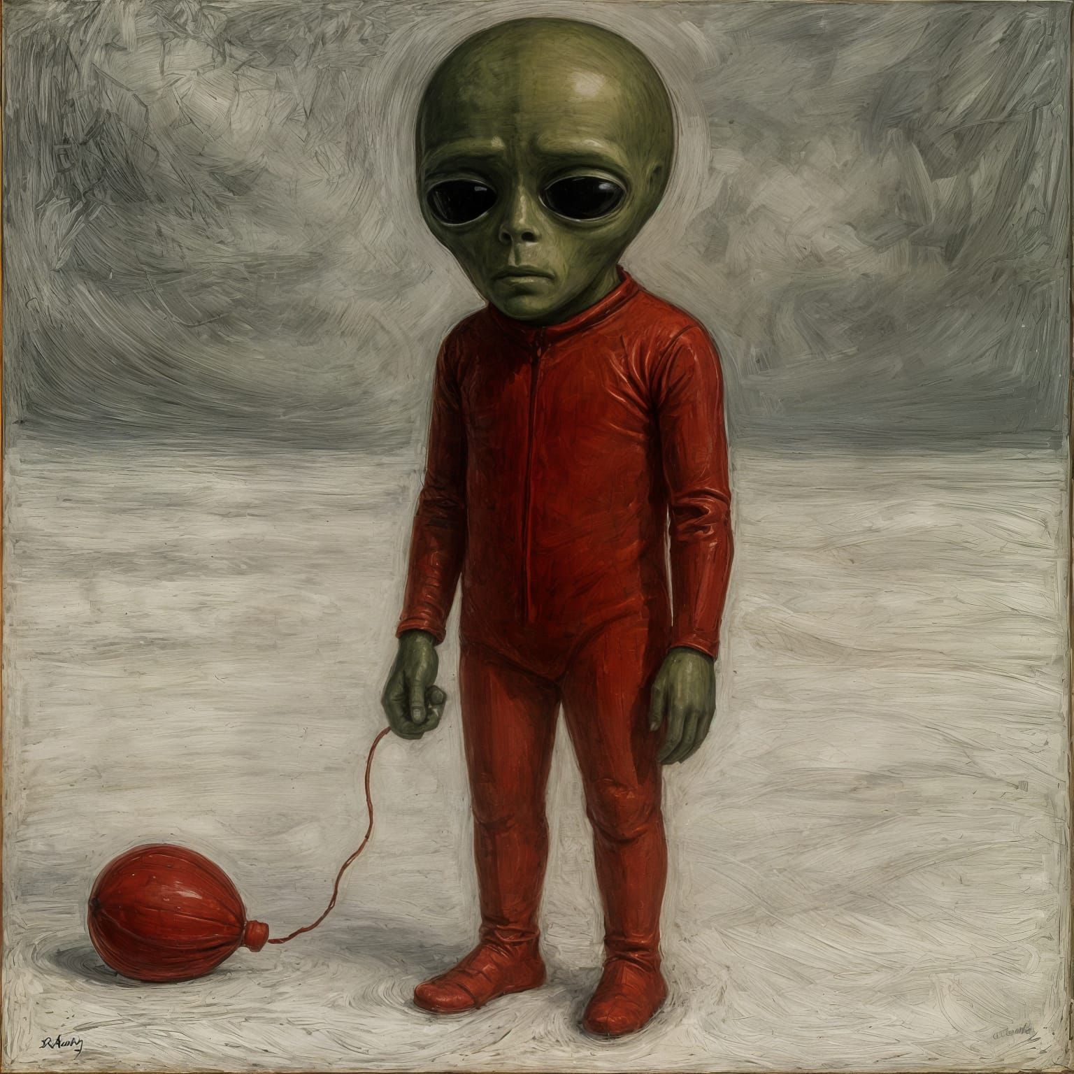 Alien in Monochromatic Snowscape