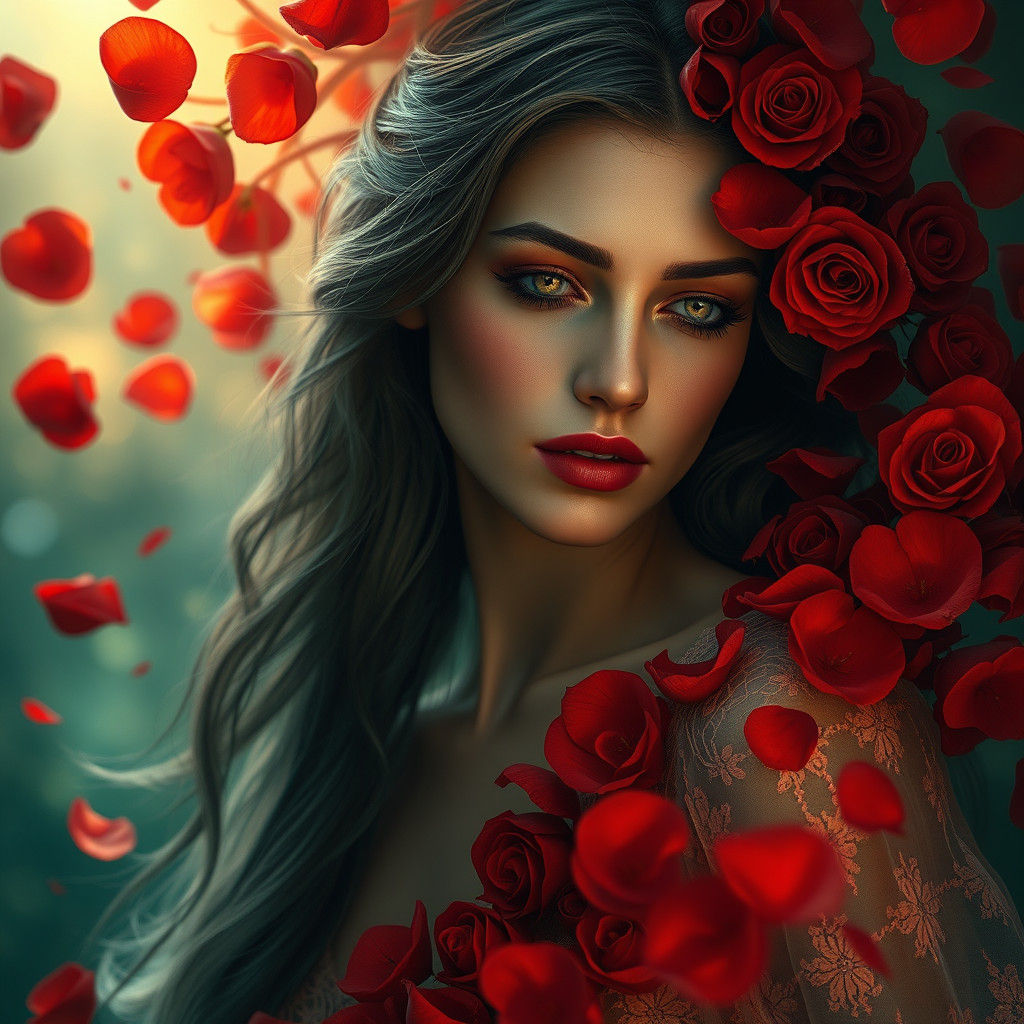 Rose Sorceress in Fantasy Style