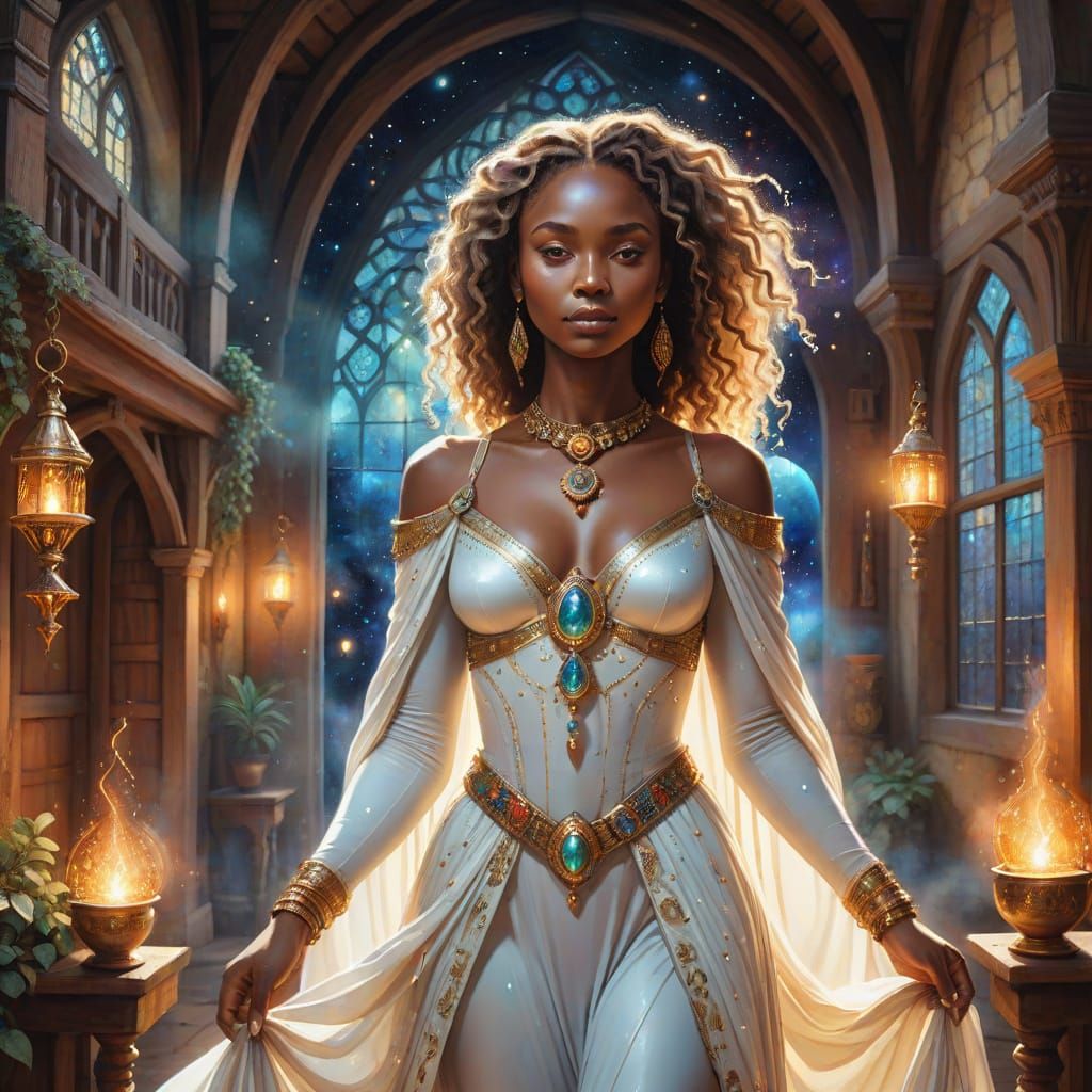 African Priestess in Golden Light