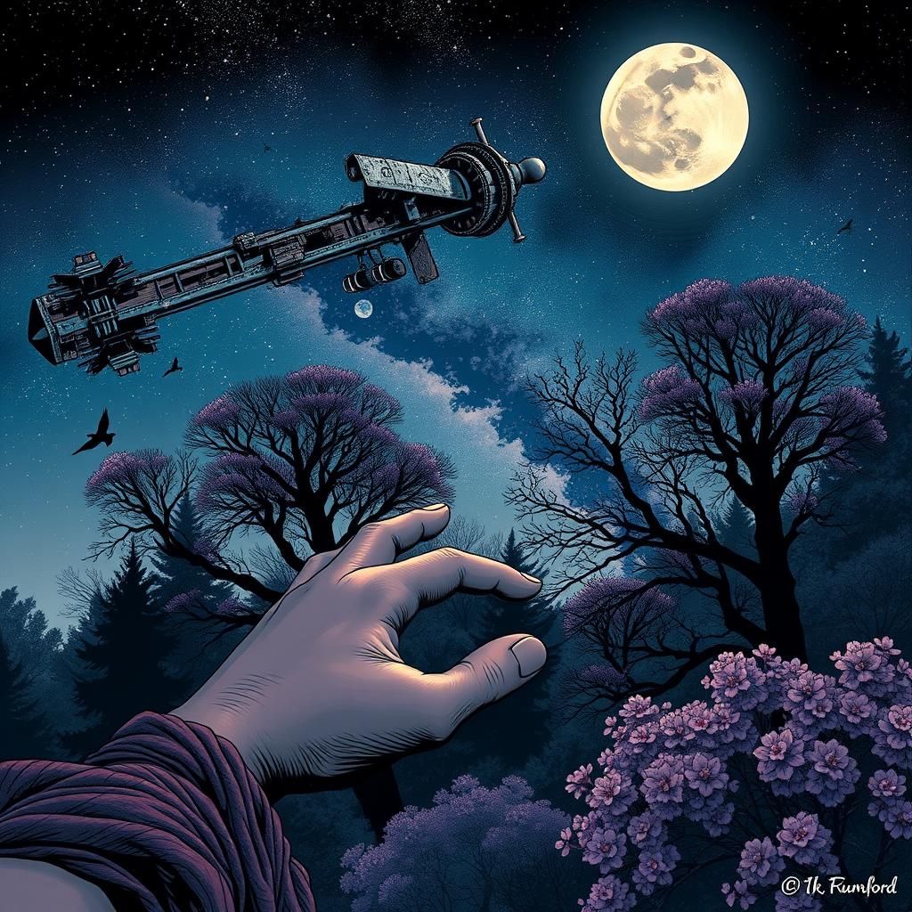 Moonlit Night Comic Book Art: Milky Way Scarf