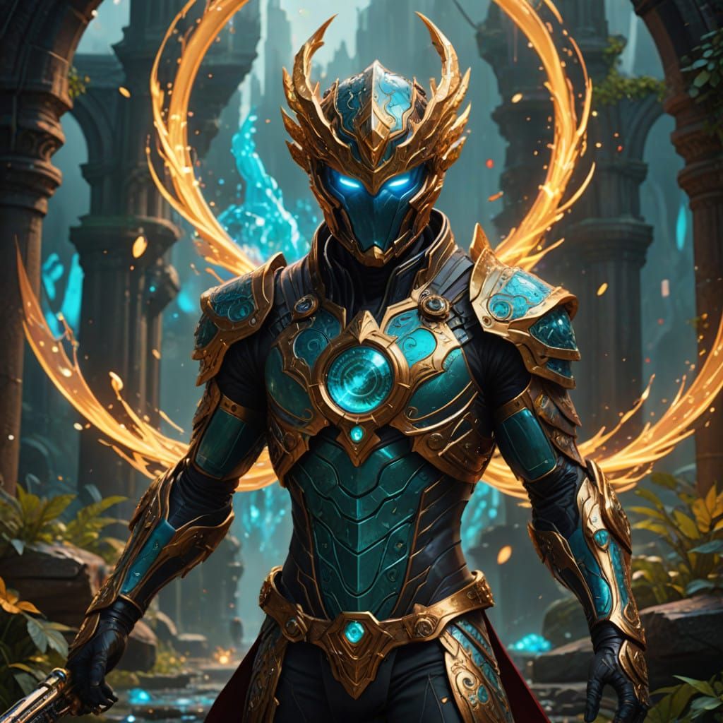 Radiant Hero Aurablaze in Shimmering Costume