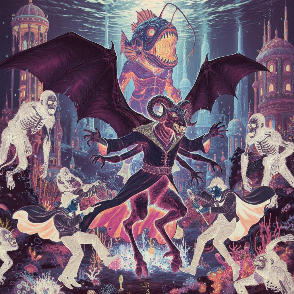 Hybrid Creature in Alien Underwater Metropolis