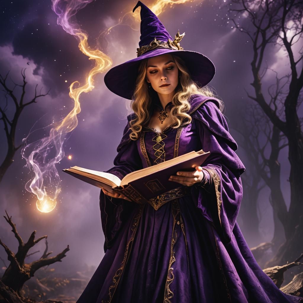 Fantasy Wizard Casting Spell in Matte Painting Style