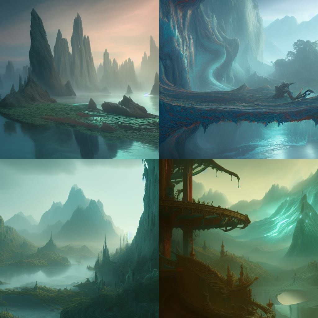 Fantastical Teal Matte Painting in 8K